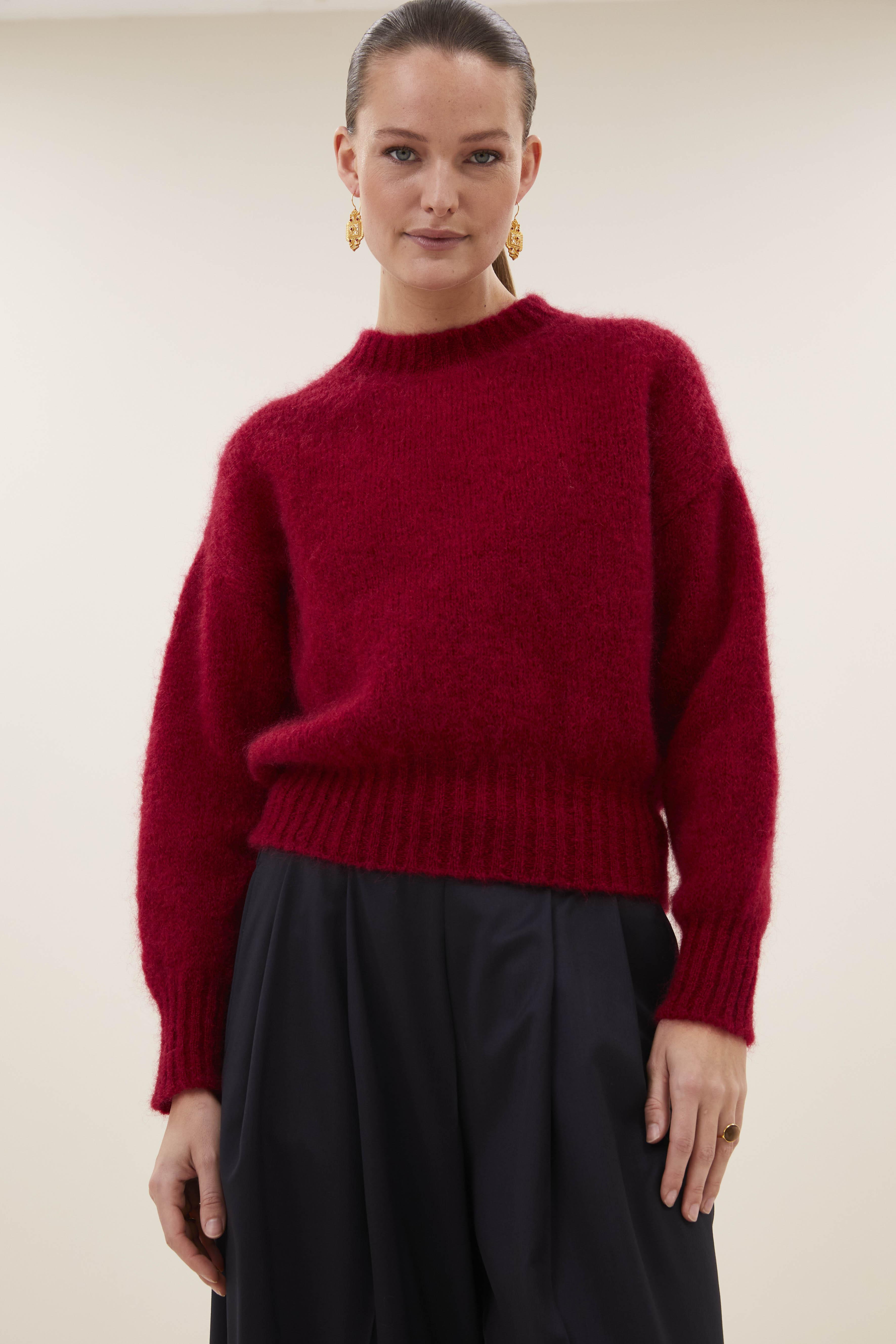 By-Bar Sonny Wine Rose Mohair Pullover Damen rot